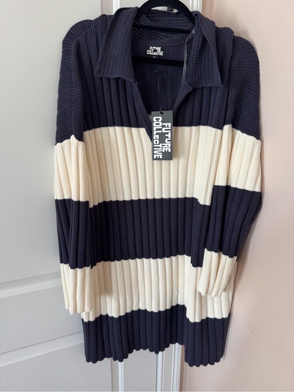 Sweater Dress Navy & Cream XXL